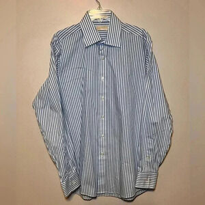 Michael Kors Men's Dress Shirt 16.5(34-35) Regular Fit Long Sleeve Blue/White